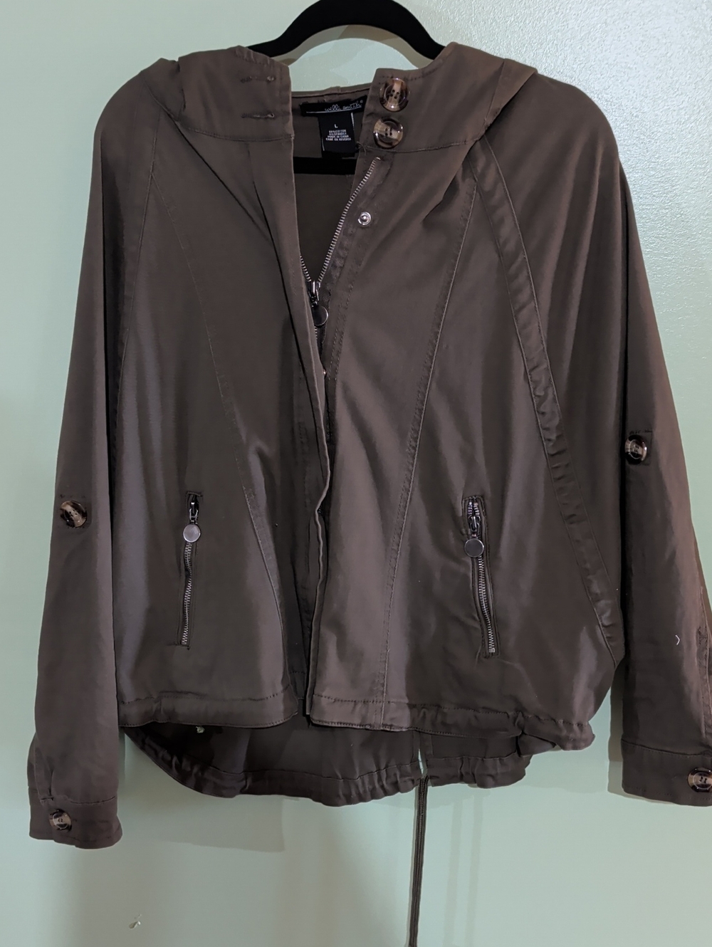 Willi Smith Olive Green Hooded Utility Jacket